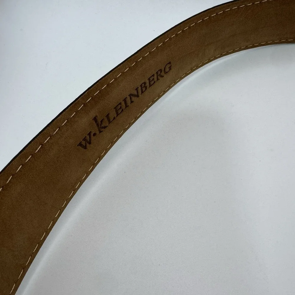 W Kleinberg Brown Suede Custom Leather Belt Belt Sz 33 NWOT Loop Buckle‎ Lux